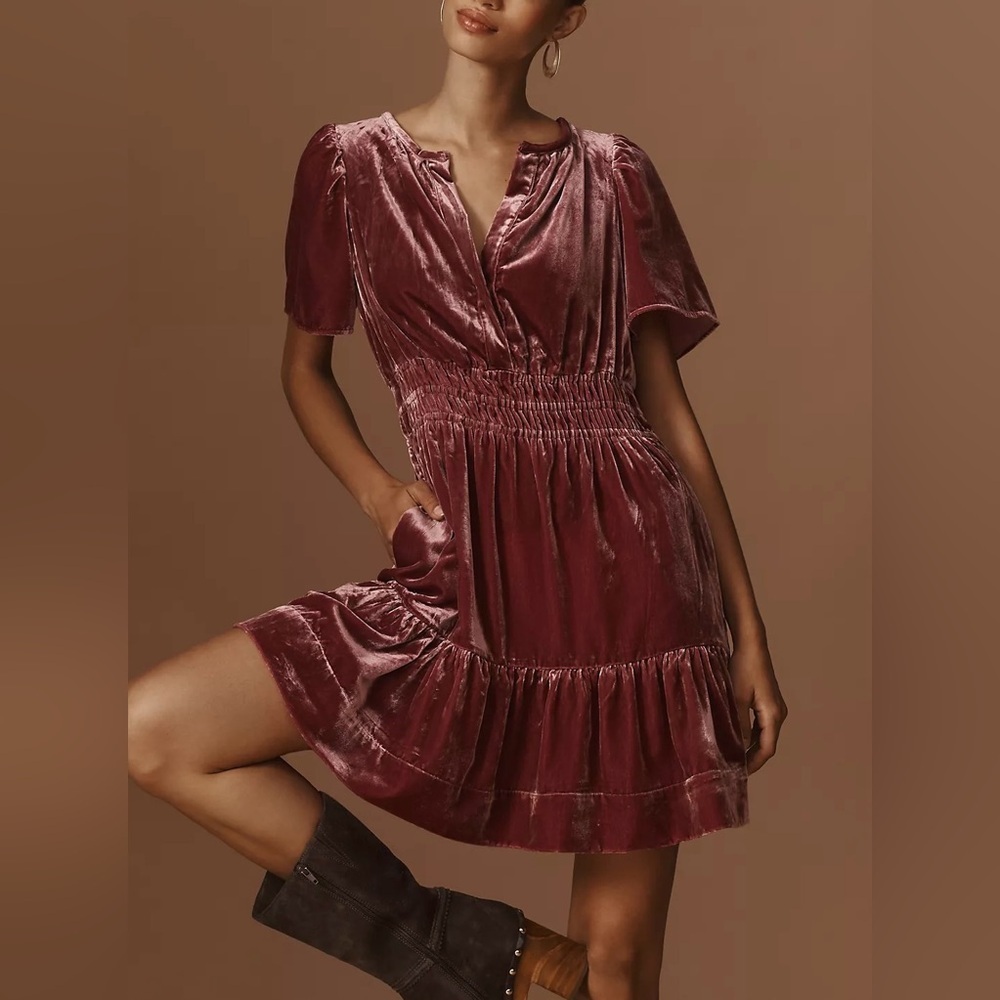 NWT Size S - The Somerset Mini Dress: Velvet Edition Color: MAUVE